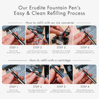 Wordsworth & Black Fountain Pen Set, 18K Gilded Extra Fine Nib, Includes 24 - Image 5