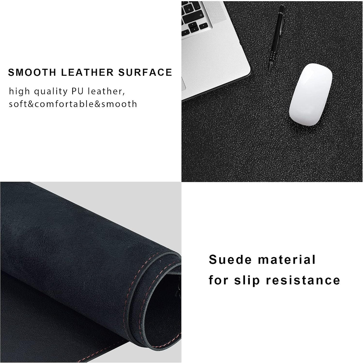 ZORESYN PU Leather Desk Mat 31.5 x 23.6 Inch (Black)