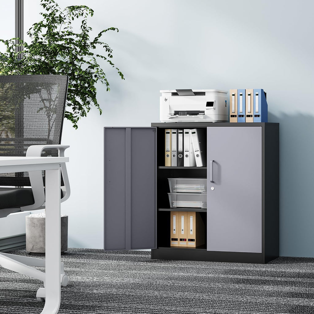 fesbos metal storage cabinet-36” tall steel file cabinet on a desk or shelf