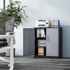 fesbos metal storage cabinet-36” tall steel file cabinet on a desk or shelf