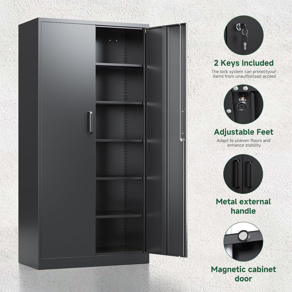letaya metal garage storage cabinets with lock-72 tall showing dimensions