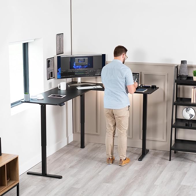 VIVO Electric Corner 75 x 63 inch L-Shaped Standing Desk, Memory Height - Image 2
