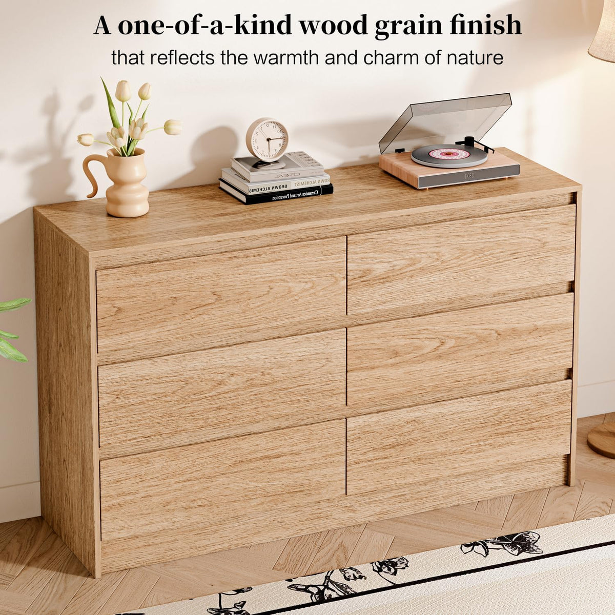 Chrangmay 6 Drawer Dresser,47.24" Wide Mid Century Chest of Drawers,Wood...