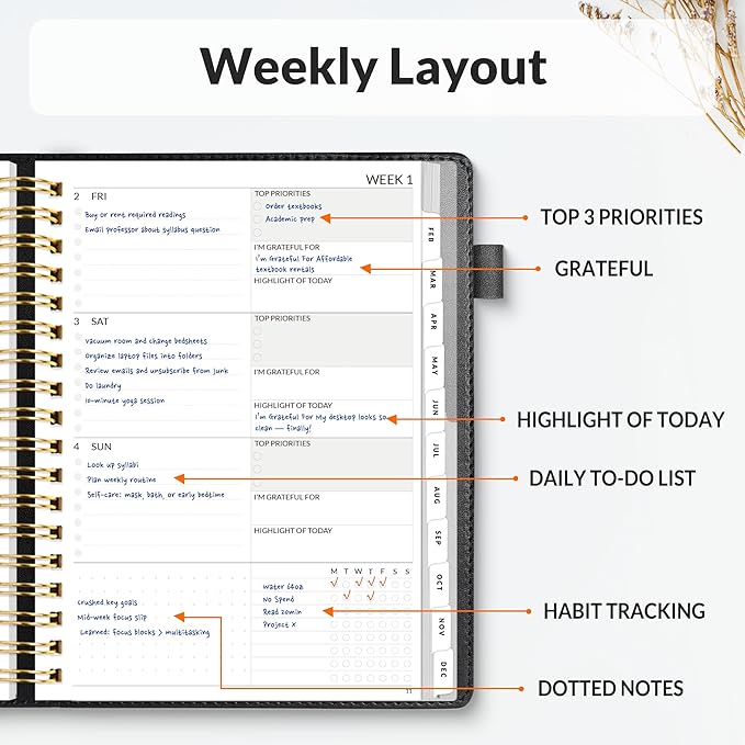 SUNEE 2026 Planner 5.9" x 8.3" – Dated Productivity Planner - Image 2