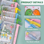 Ulema 24 Pcs Back to School Gifts Cartoon Mesh Pencil Pouch Bags Plastic Zipper - Image 3