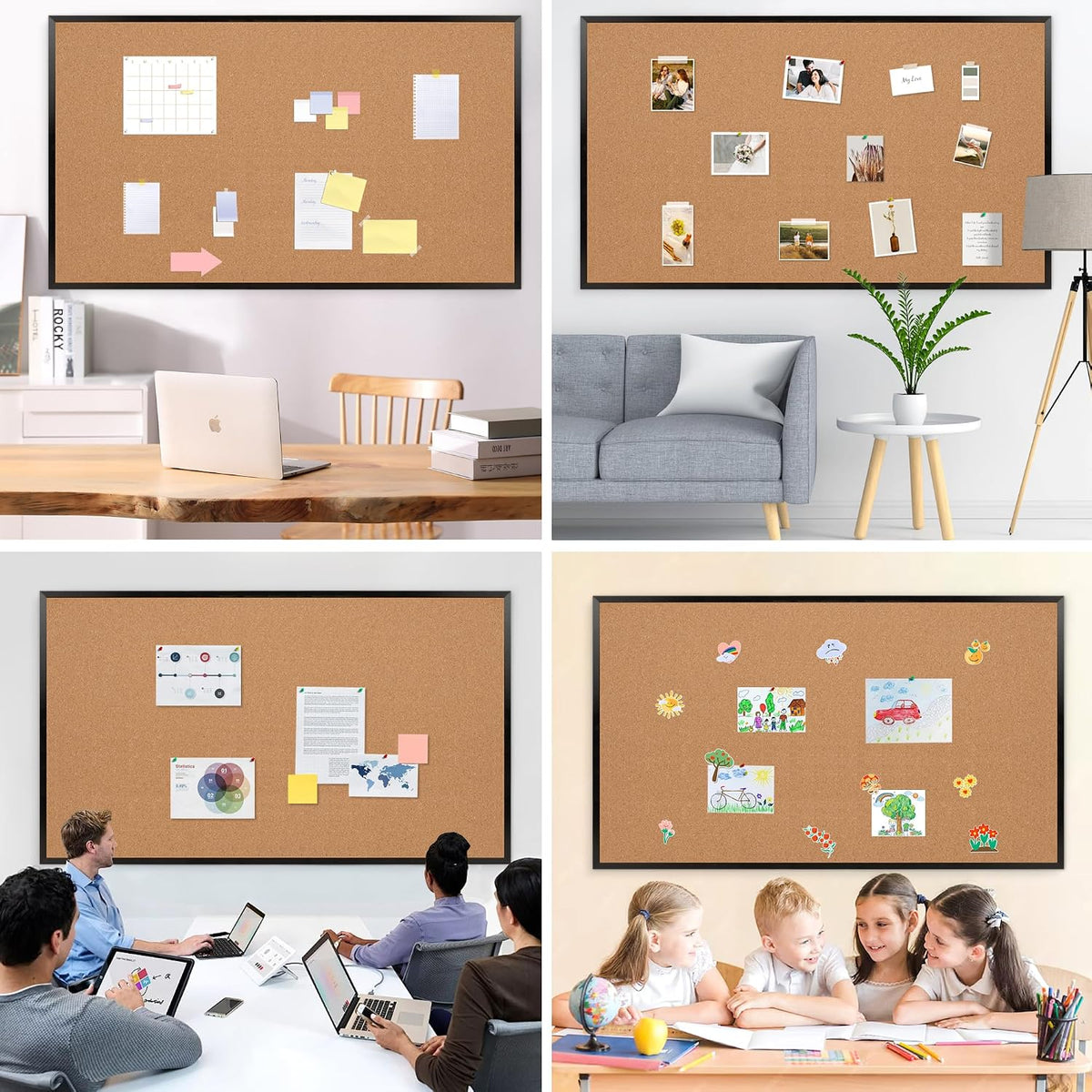 Extra Large Cork Bulletin Board 96" X 48", Black Wood Framed 8'...
