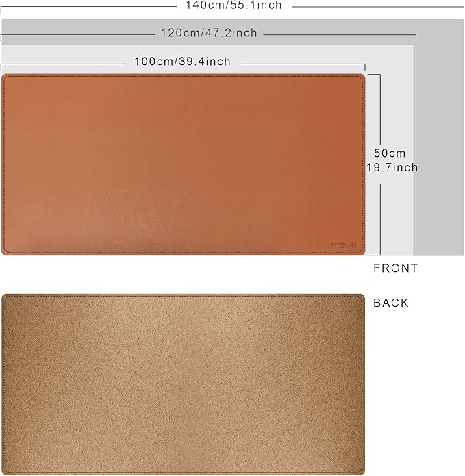 Mydours Cork & PU Leather Desk Mat, Dual-Sided Portable Desk Pad Blotter - Image 2
