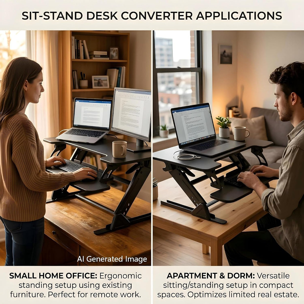 Standing Desk Converter 36 x 24 Inches, Height Adjustable