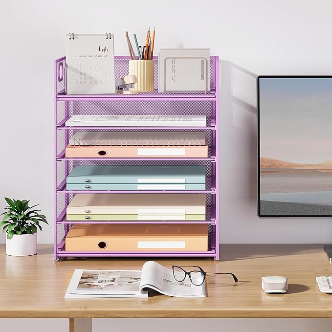 Subekyu 6-Tier Desk Paper Organizer, Desktop File Letter Tray - Image 6