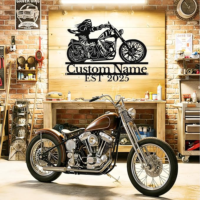 Custom Motorcycle Metal Sign Personalized Biker Name Sign Motorcycle Wall Art - Image 9