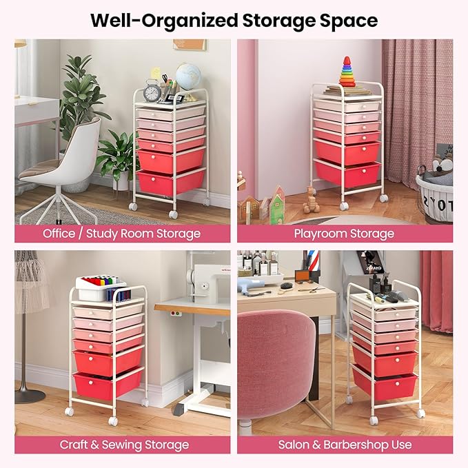 Giantex 6 Storage Drawer Cart Rolling Organizer Cart - Image 5