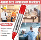 Fuutreo 32 Pcs Jumbo Permanent Markers Bulk Large Chisel Tip Permanent Markers - Image 6