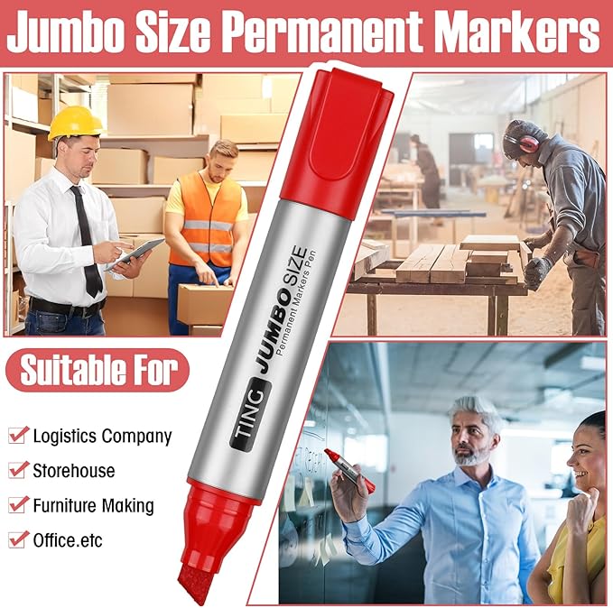 Fuutreo 32 Pcs Jumbo Permanent Markers Bulk Large Chisel Tip Permanent Markers - Image 6