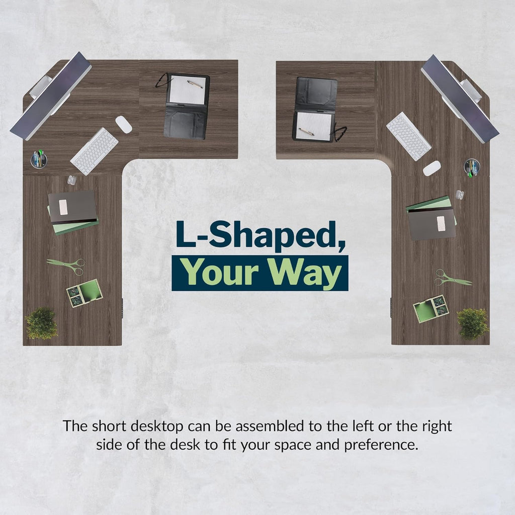 Vari ComfortEdge 80x60 L-Shape Electric Standing Desk – Height Adjustable Sit-Stand VariDesk for Corner Office with Reversible Left/Right Design + Espresso Top/Slate Legs (Ships in 3 Boxes)