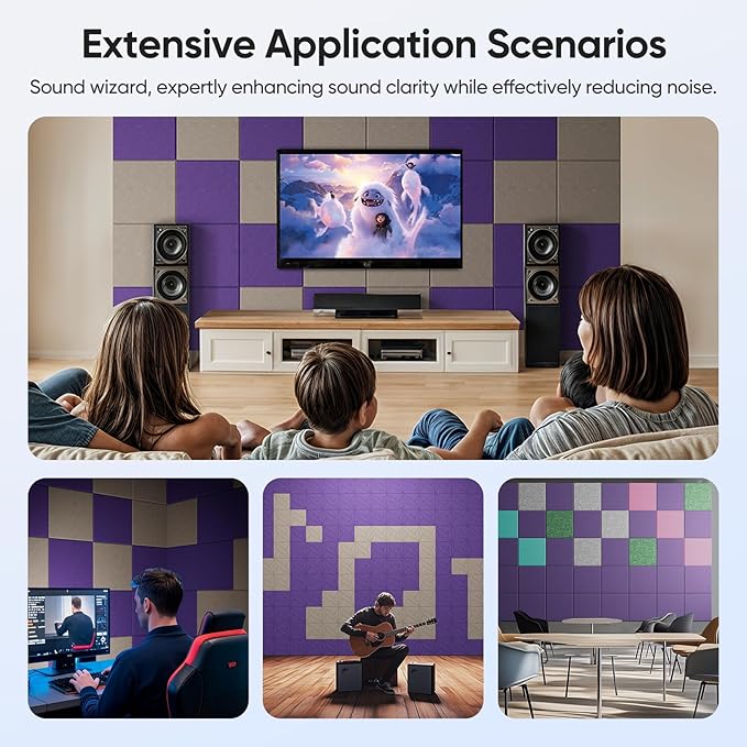 UNECHO 12 Pack 12" X 12" X 0.4" Acoustic Panels - Image 6