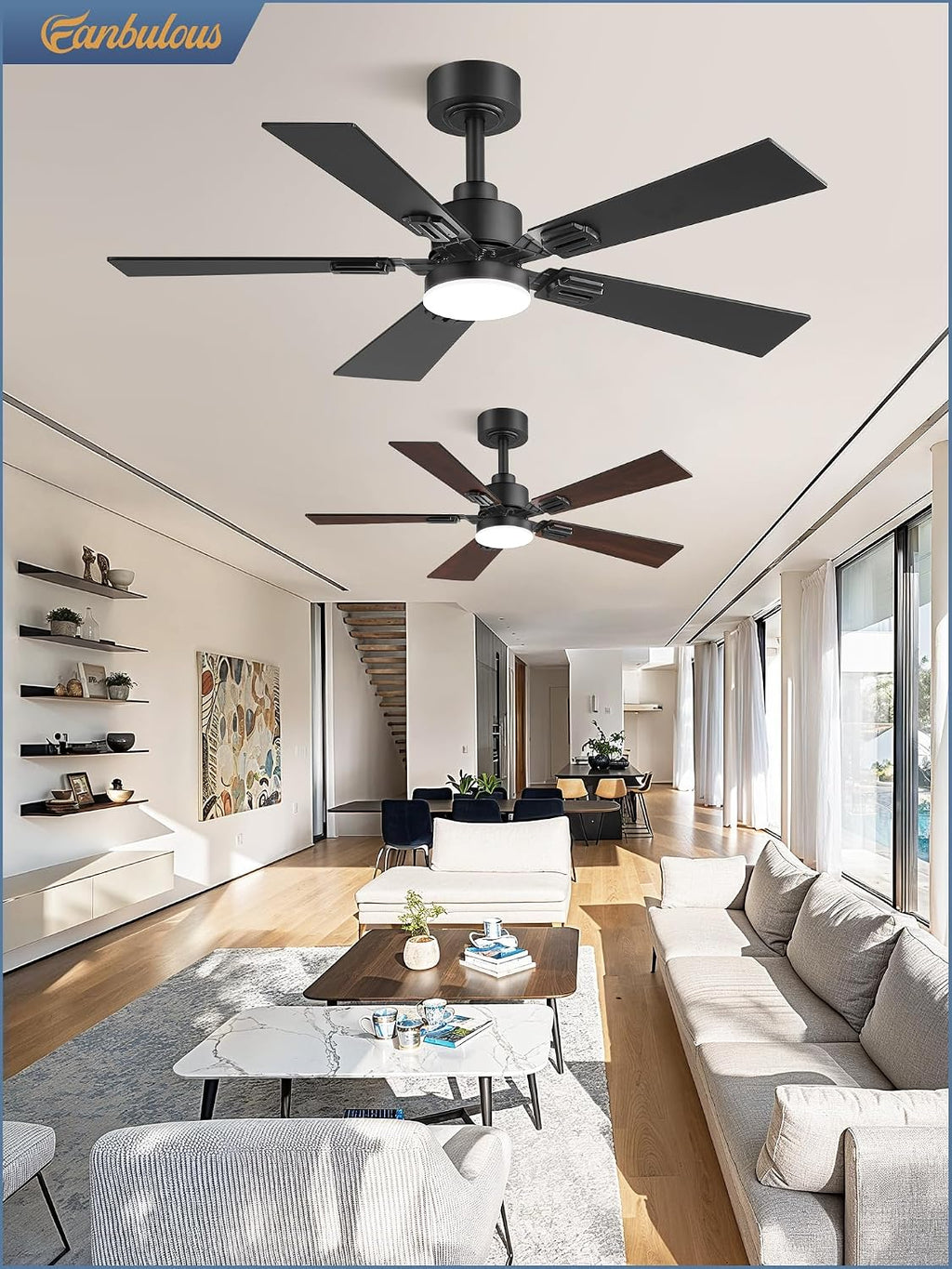 fanbulous 2 pack of 42 inch modern ceiling on a desk or shelf