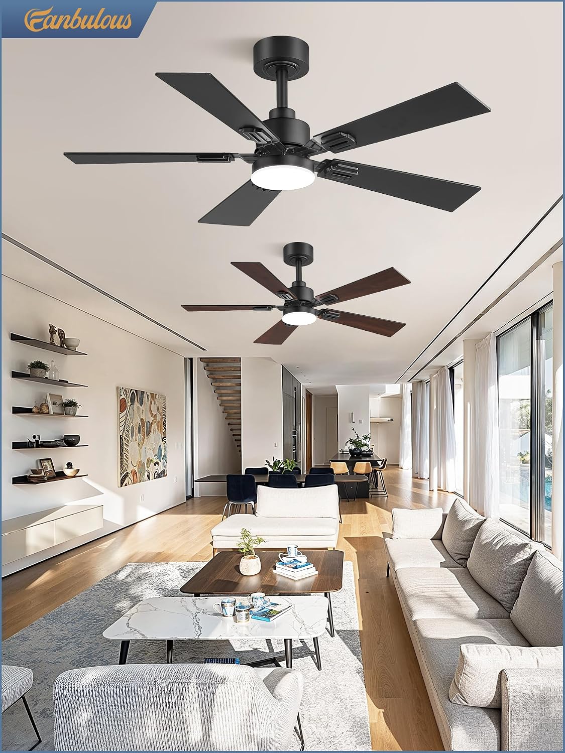 fanbulous 2 pack of 42 inch modern ceiling on a desk or shelf