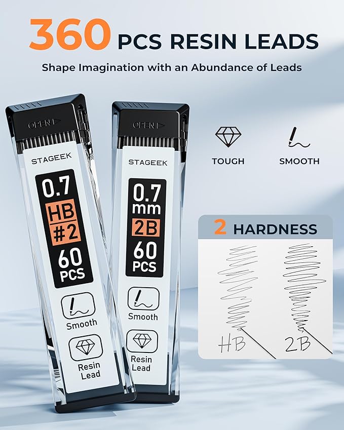STAGEEK 0.7mm Mechanical Pencil Set, Weatherproof Artist Pencils - Image 2