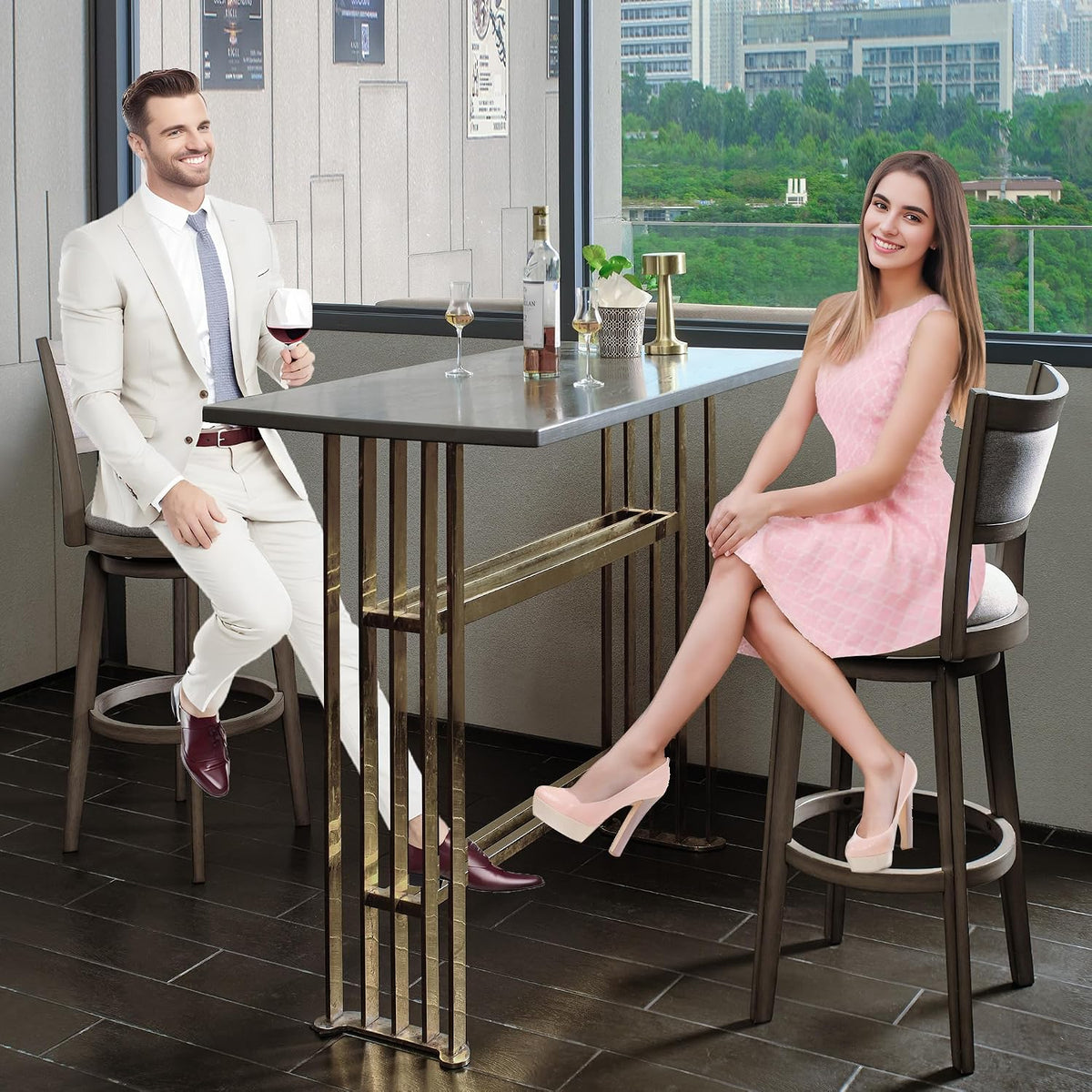 PrimeZone Swivel Bar Stools Set of 6, 30" Bar Height Barstools