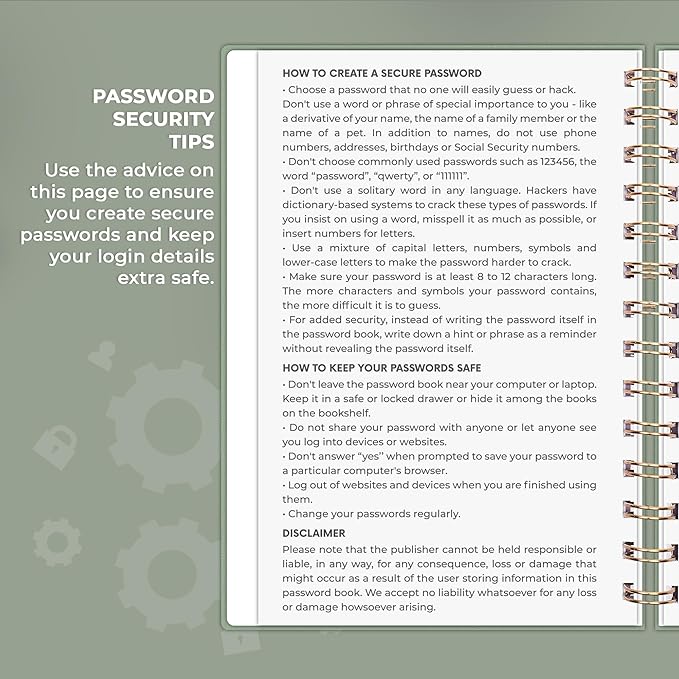 Clever Fox Password Book Spiral – Internet Address & Password Organizer - Image 5
