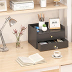 Bamboo Desk Organizer with Drawers Wooden Desktop Storage Drawers - Image 5
