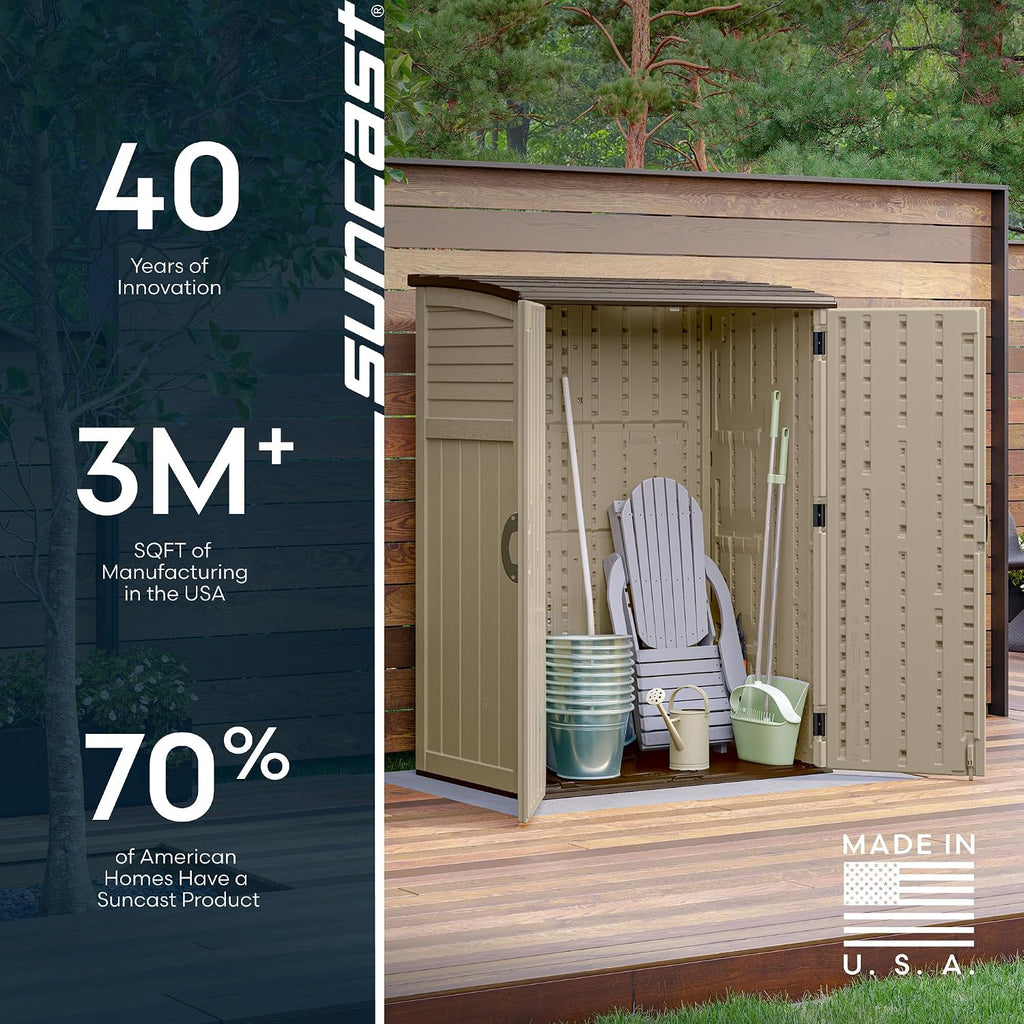 suncast outdoor storage shed, water resistant resin vertical, view 9