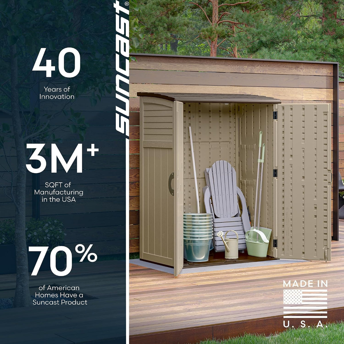 suncast outdoor storage shed, water resistant resin vertical, view 9