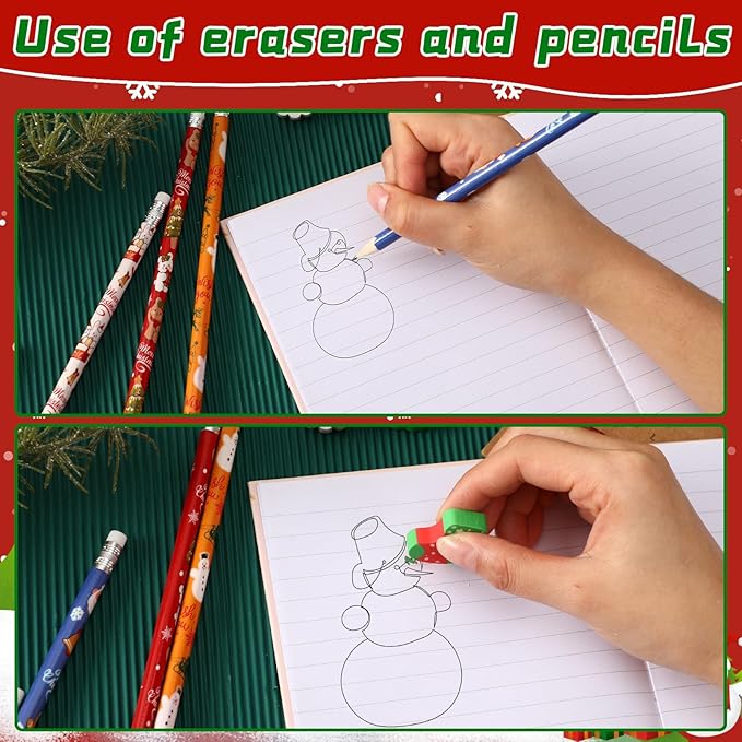 JULMELON 72PCS Christmas Party Favors Set, Pencils - Image 4
