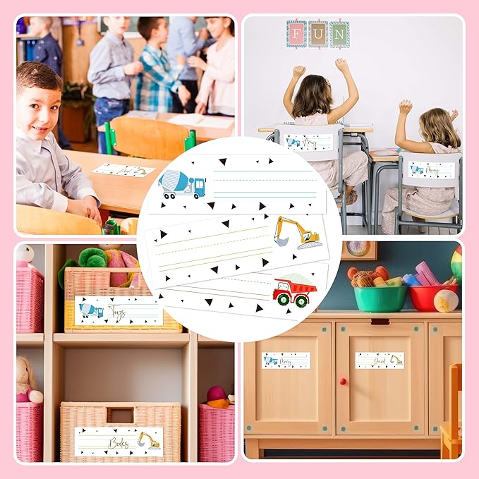 30 Name Tags for Classroom Cubbies, 3x9 in Constructions Name Plates for Desks - Image 4