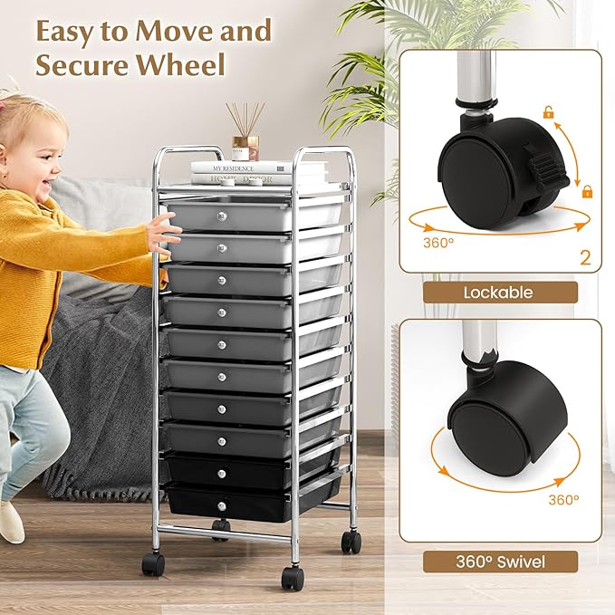 GLACER 10 Drawers Rolling Cart, Storage Cart - Image 5