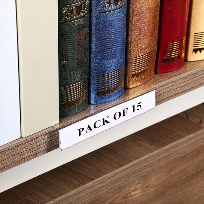 Containlol 15 Pieces Moveable Shelf Label Holders Clear Shelves Tags Moveable - Image 5