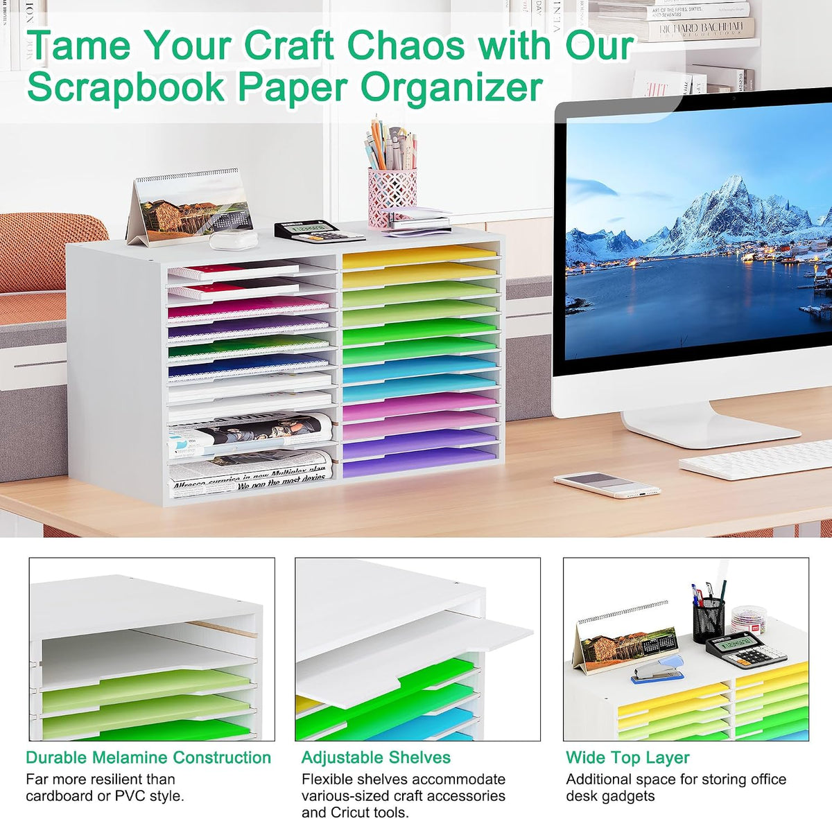 EasyPAG Scrapbook Paper Storage Organizer for Craft Room, 12x12 Paper Storage...