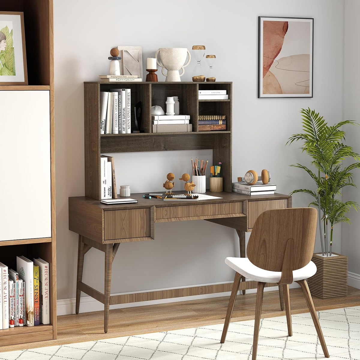 LDAILY Desktop Bookshelf, 2-Tier Office Desk Shelf Organizer with 4 Shelves, ...