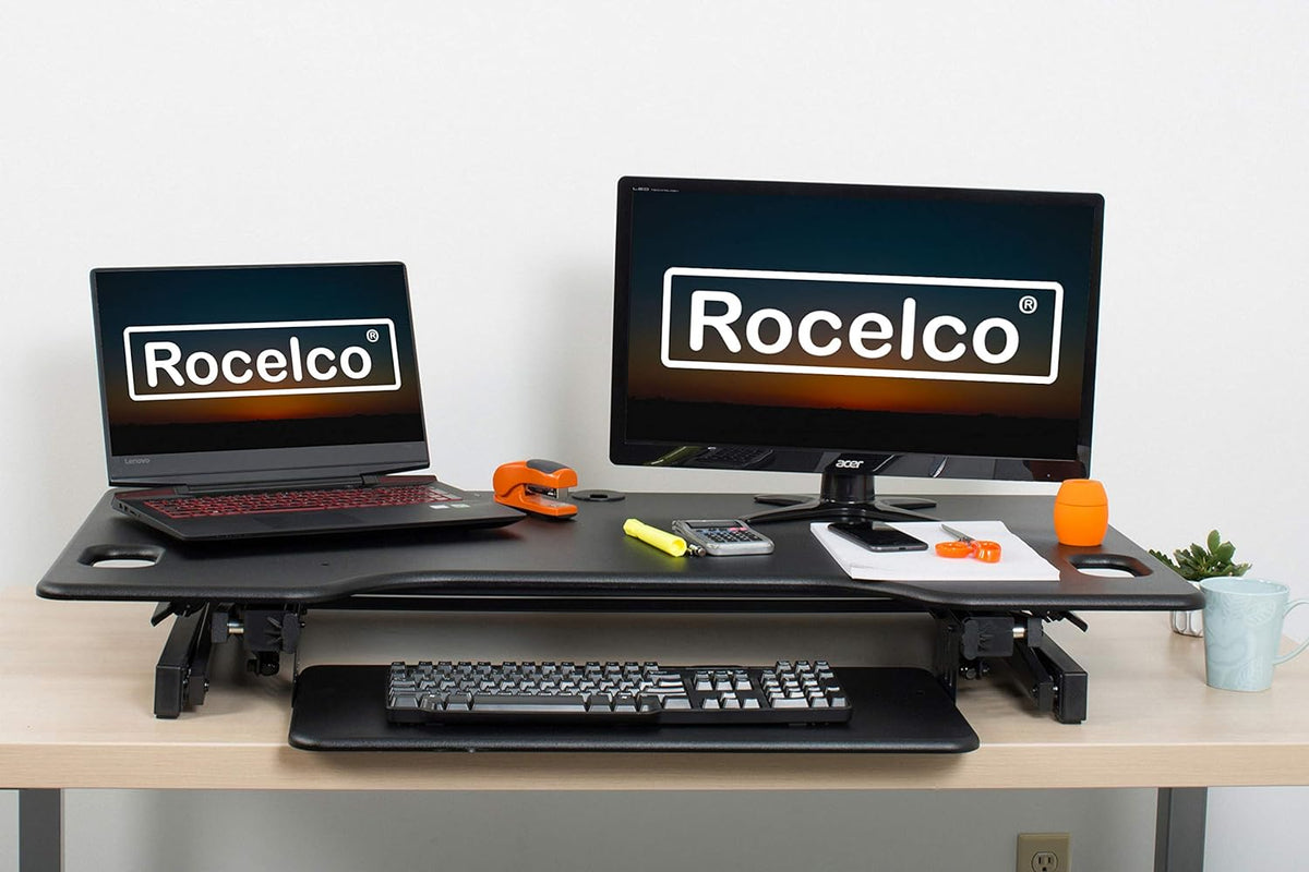 Rocelco 46" X-Frame Standing Desk Converter, Black, R DADRB-46
