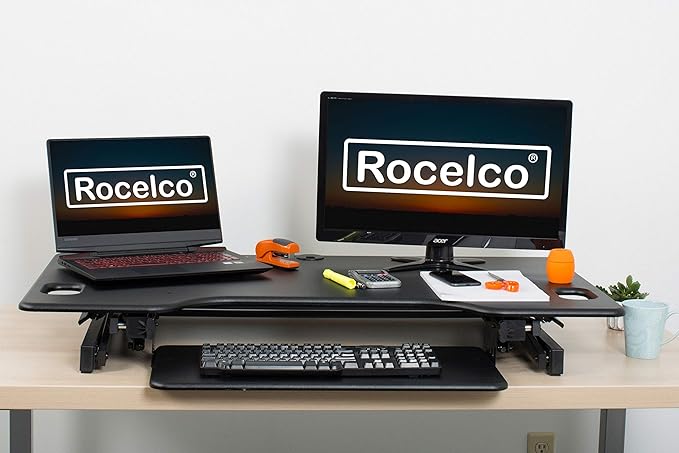 Rocelco 46" Large Height Adjustable Standing Desk Converter - Image 5