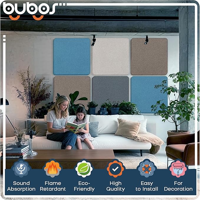 BUBOS 4 PCS Acoustic Panels, Fabric Soundproof Wall Panels, Self-adhesive Sound - Image 3