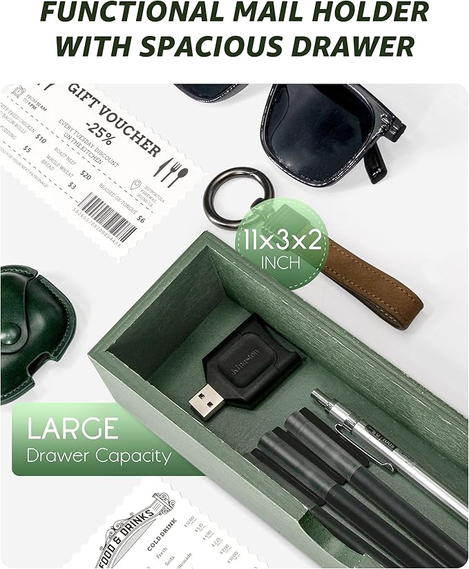 Rebee Vision Pine Wood Mail and Key Organizer - Image 6