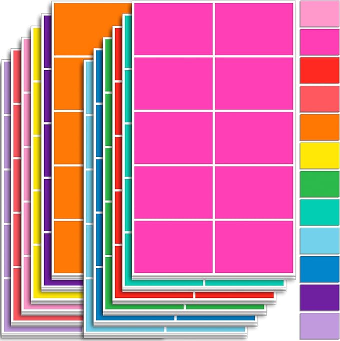 YSHIHE Colored Labels Stickers 3" x 2" Large Color Coding Labels in 12 Assorted by YSHIHE