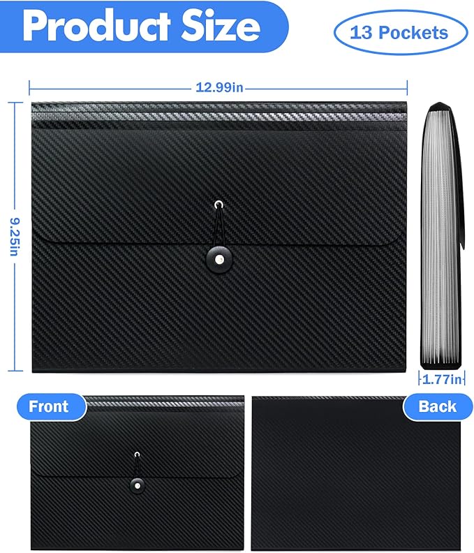 Cesil 2Pcs Expanding File Folders, 13 Pockets File Organizer Accordion File - Image 3