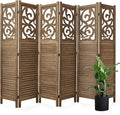 Room Divider Wood Carved Wall Divider Indoor Folding Portable Partition Screen by Svimi