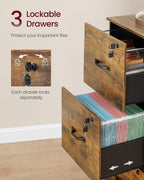 vasagle 3 drawer file cabinet with locks, for, side view