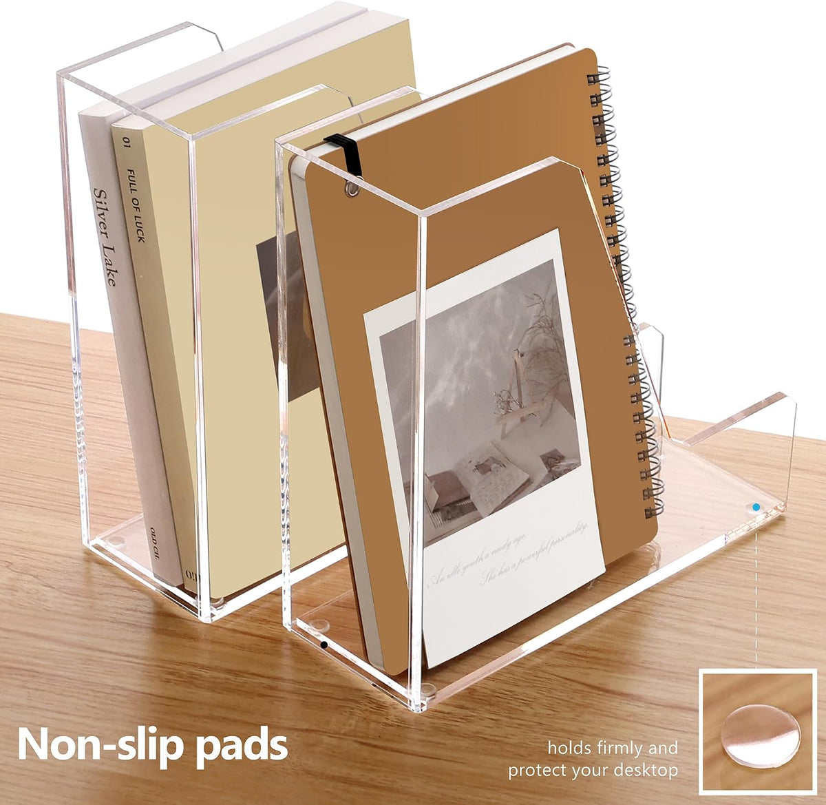 SANRUI 2 Pack Acrylic Magazine File Holder, Clear Vertical Desk Organizer