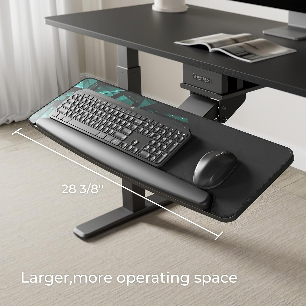 EUREKA ERGONOMIC Height Adjustable Mouse & Keyboard Tray Under Desk, 28x1...