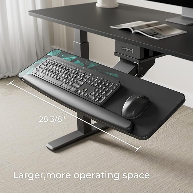 EUREKA ERGONOMIC Height Adjustable Mouse & Keyboard Tray Under Desk, 28x10'' - Image 2