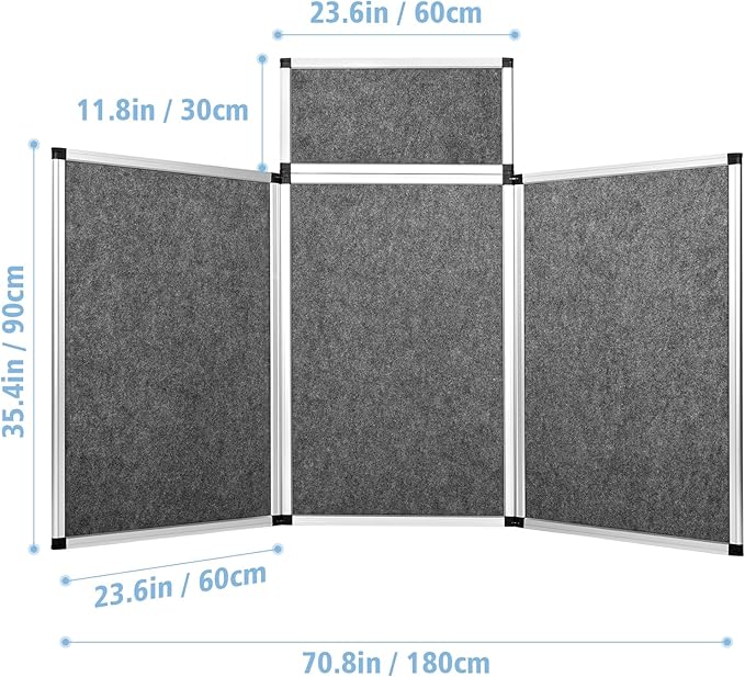 Nisorpa 3+1 Panel Trade Show Presentation Board 70.8 x 35.4 in Desktop Tri Fold - Image 2