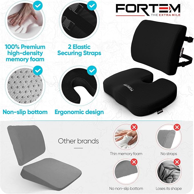 FORTEM Seat Cushion, Office Chair Cushion, Lumbar Support Pillow - Image 7