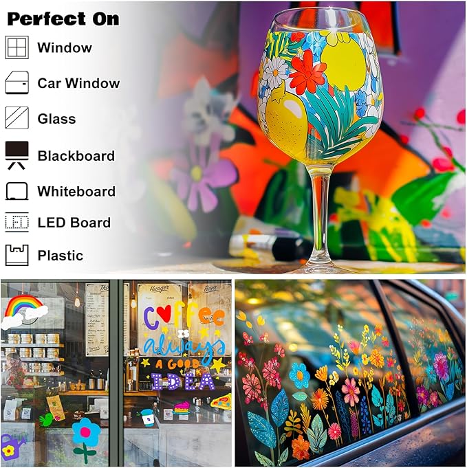 FansArriche Liquid Chalk Markers, 15mm Jumbo Car Window Markers, 8 Pack - Image 6