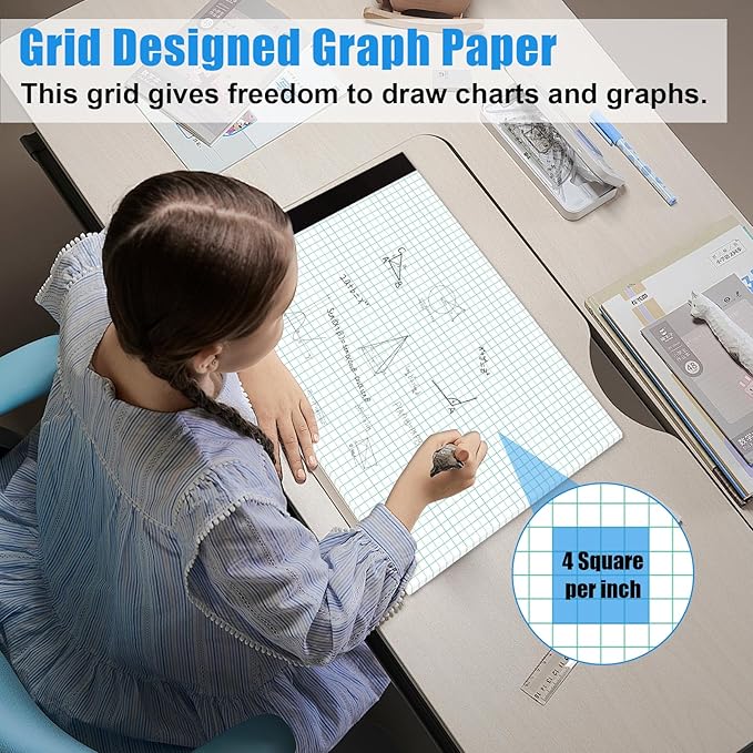 AZUREAL Grid Paper Notebook 8.5 x 11 Inches, 3 Pack graph paper pad, 70Gsm 4×4 - Image 5