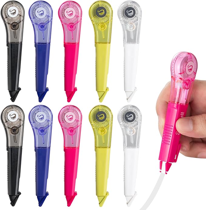 WISOPTUS Correction Tape Pen, 10-Count Pack, 19.69ft Each, Dry Instantly by WISOPTUS