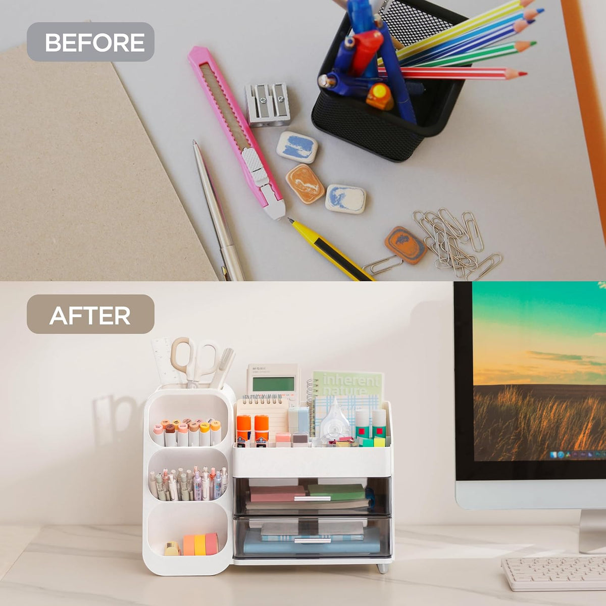 hblife desk organizer with pen pencil holder for, package contents